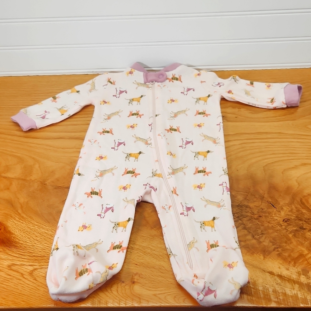Kyle & Deena New York 100% Cotton  Pink and Purple Dog  Sleeper 0-3M